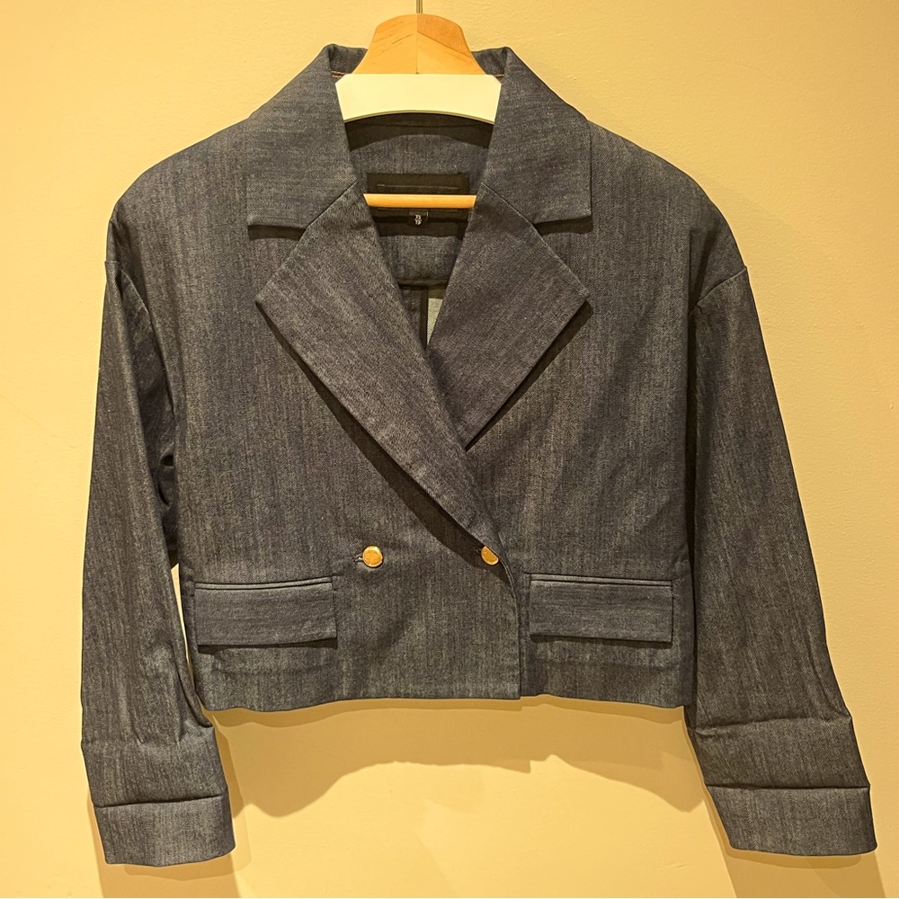 Pink Tartan Denim Blazer